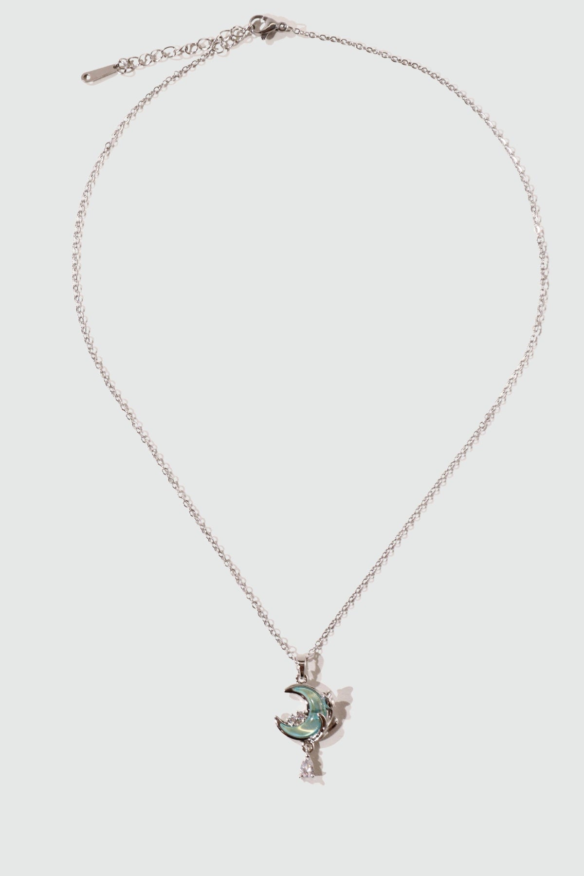 Collier lune et rose à pierre bleue