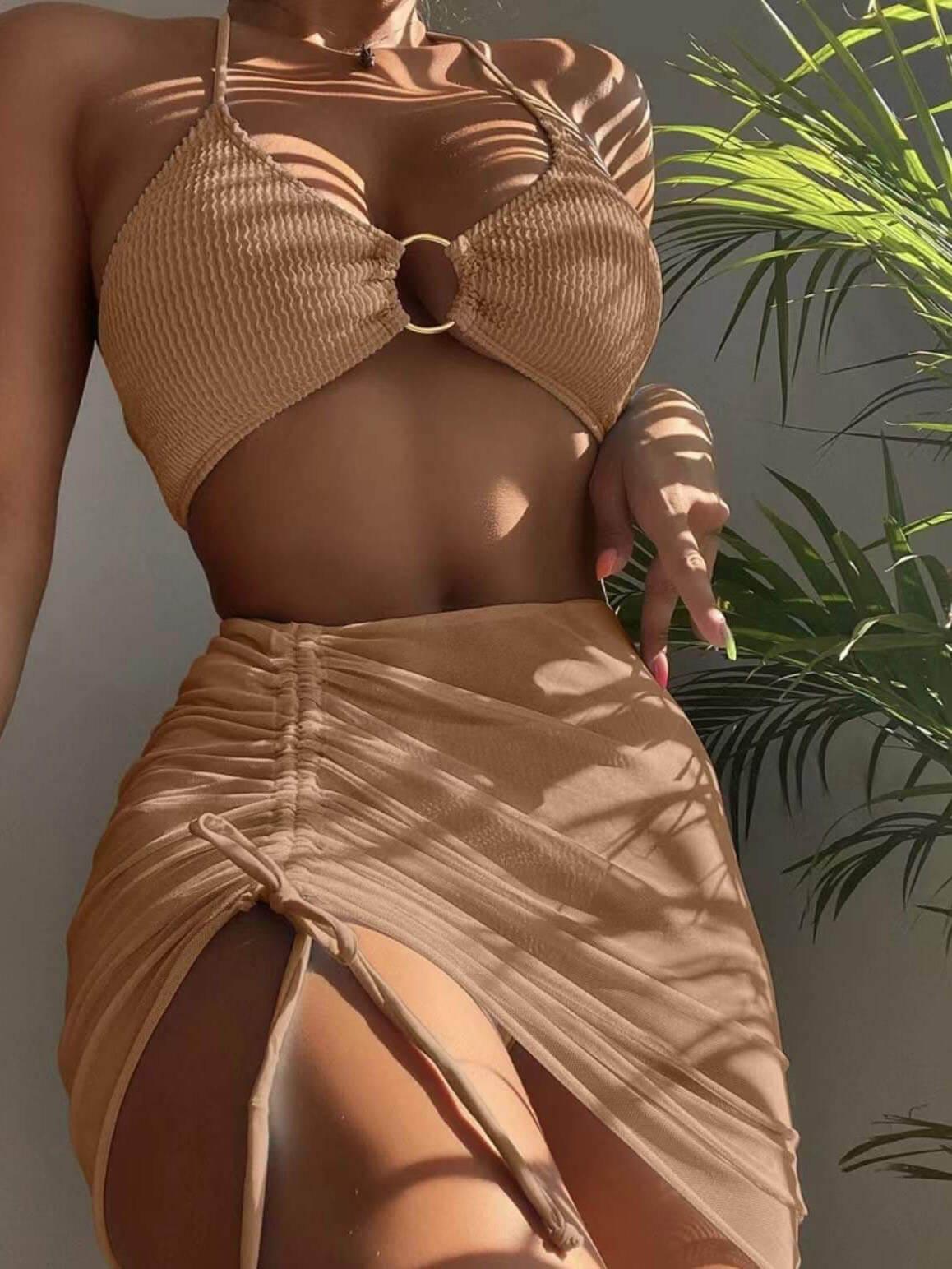 Matilda | Bikini trois pièces dos nu uni
