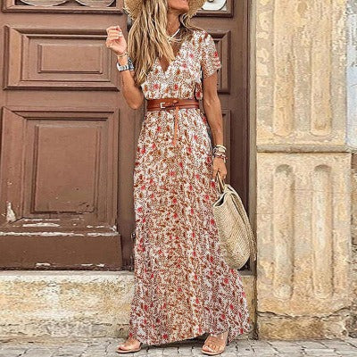 Justine | Robe longue bohème fluide ceinturée