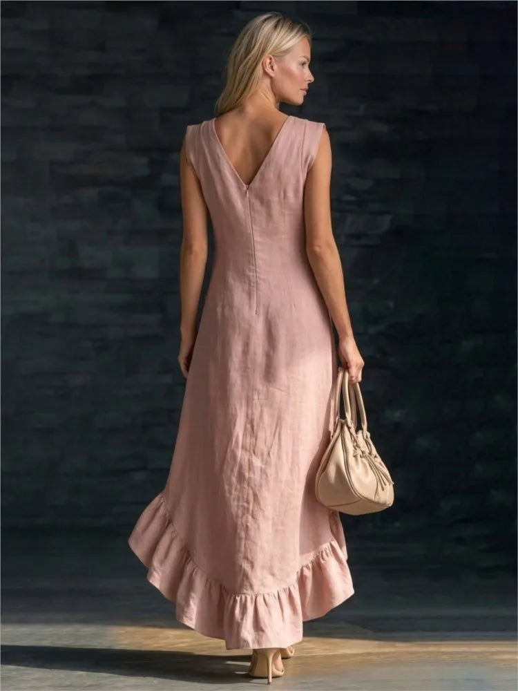 Rowan | Robe Longue Sans Manches à Volant