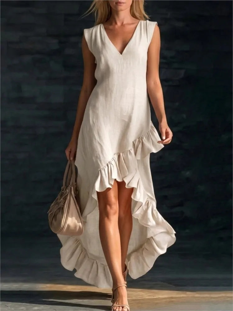 Rowan | Robe Longue Sans Manches à Volant