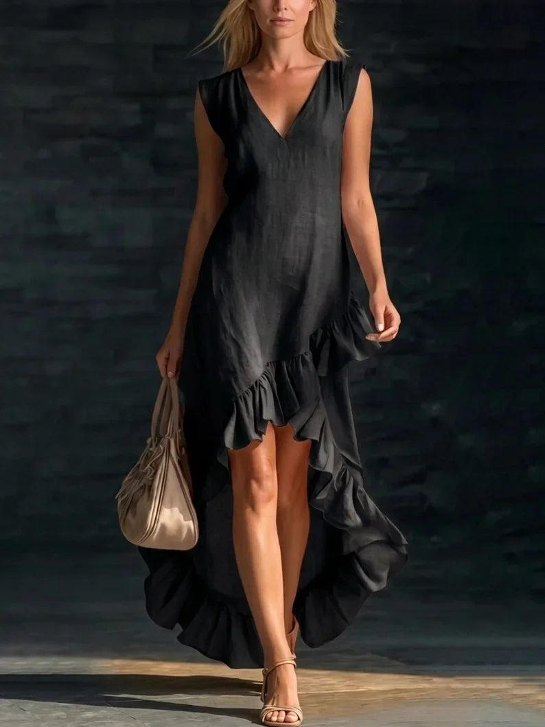 Rowan | Robe Longue Sans Manches à Volant