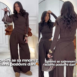 Ensemble Cocoa : Haut à Manches Longues et Pantalon Palazzo