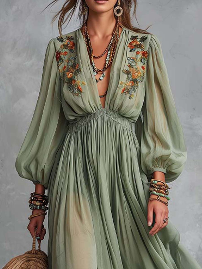 Élodine™ | Robe longue bohème à imprimé fleuri