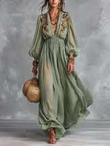 Élodine™ | Robe longue bohème à imprimé fleuri