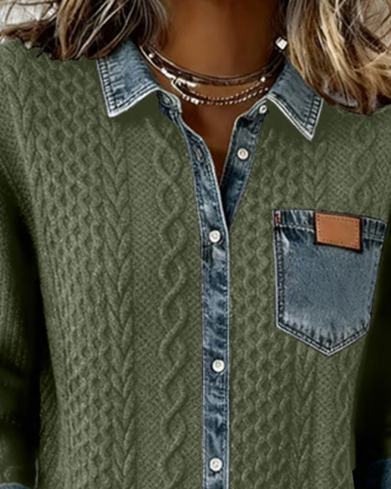 Ana | Chemise en jean à manches longues et empiècements