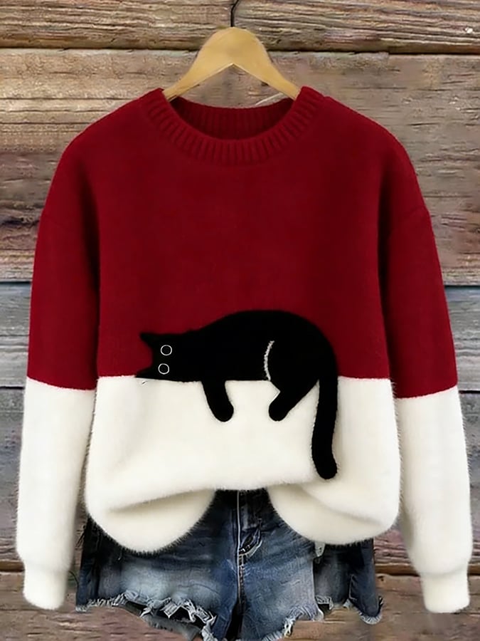 Cai | Pull décontracté imprimé chat