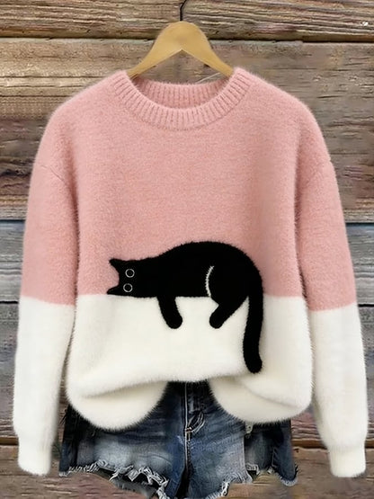 Cai | Pull décontracté imprimé chat