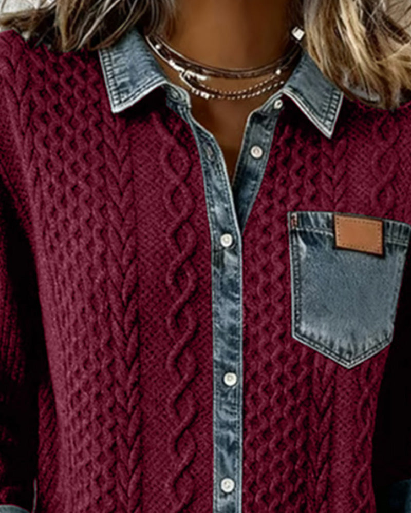 Ana | Chemise en jean à manches longues et empiècements