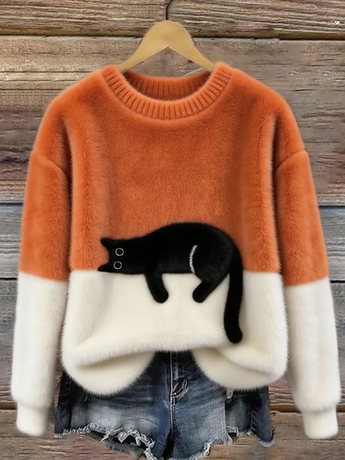 Cai | Pull décontracté imprimé chat