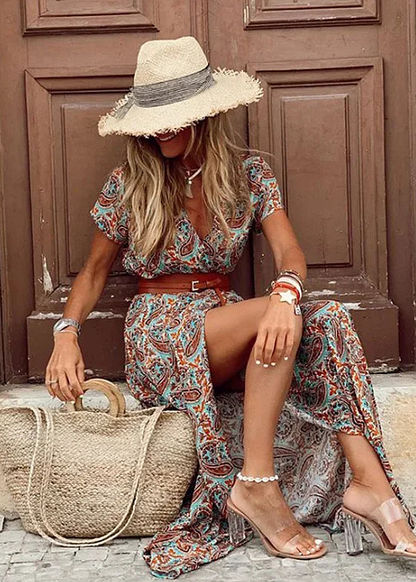 Justine | Robe longue bohème fluide ceinturée