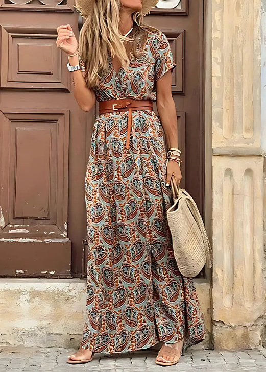 Justine | Robe longue bohème fluide ceinturée