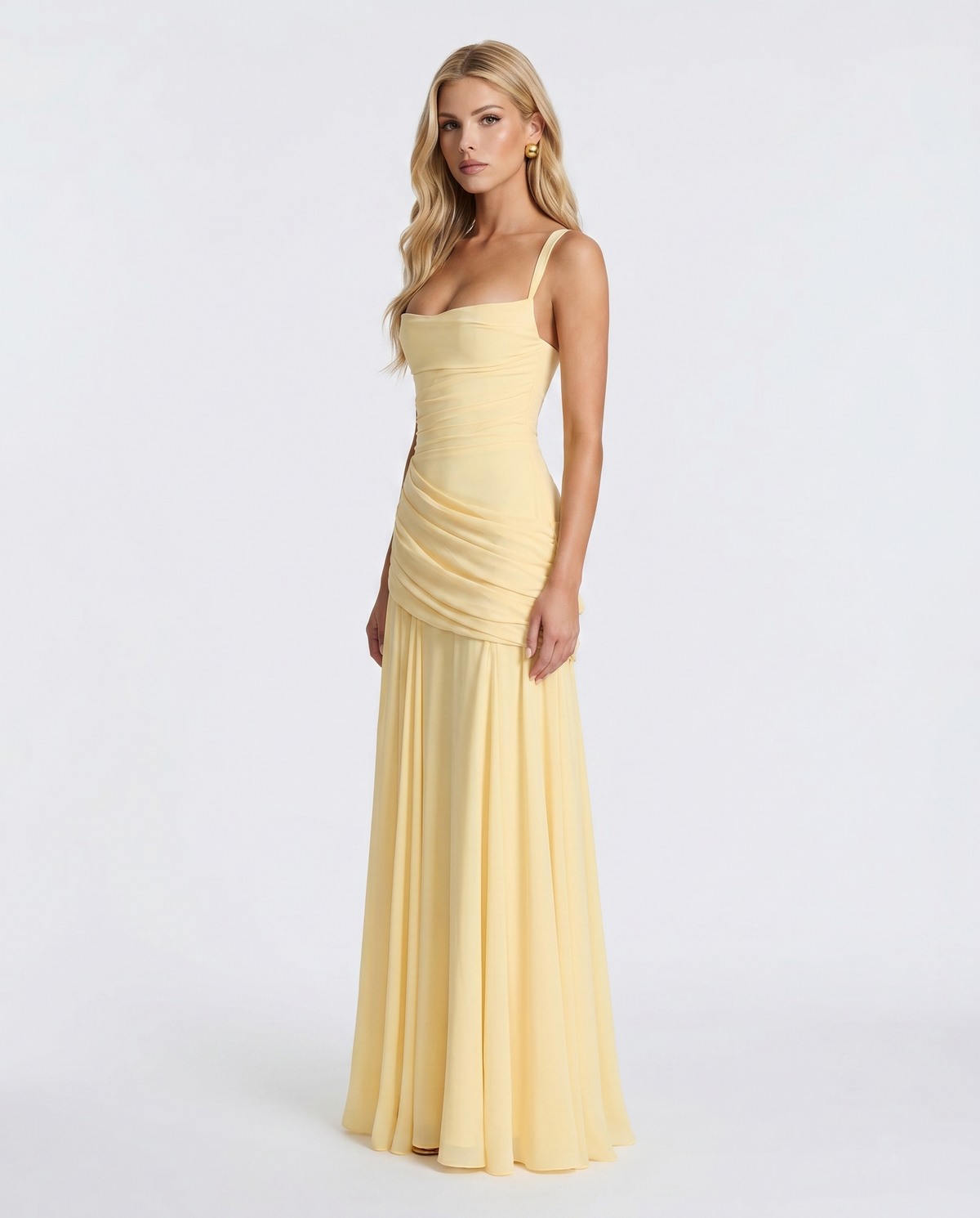 Charlotte | Robe longue drapée jaune