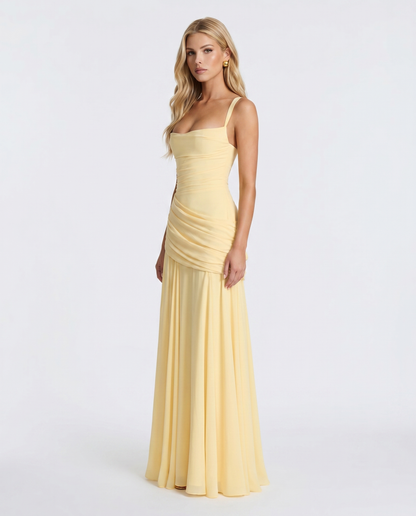 Charlotte | Robe longue drapée jaune