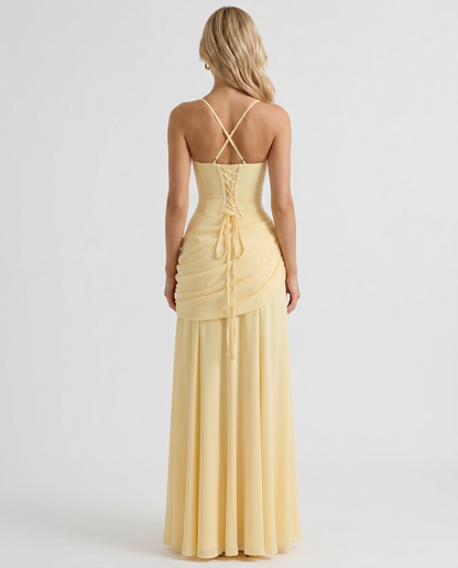 Charlotte | Robe longue drapée jaune