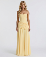 Charlotte | Robe longue drapée jaune