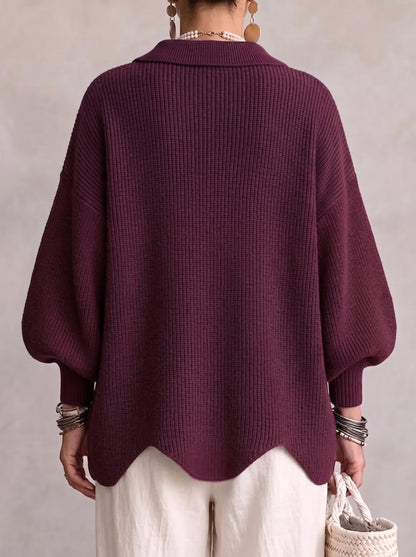 Karina | Cardigan oversize à col et boutons dorés
