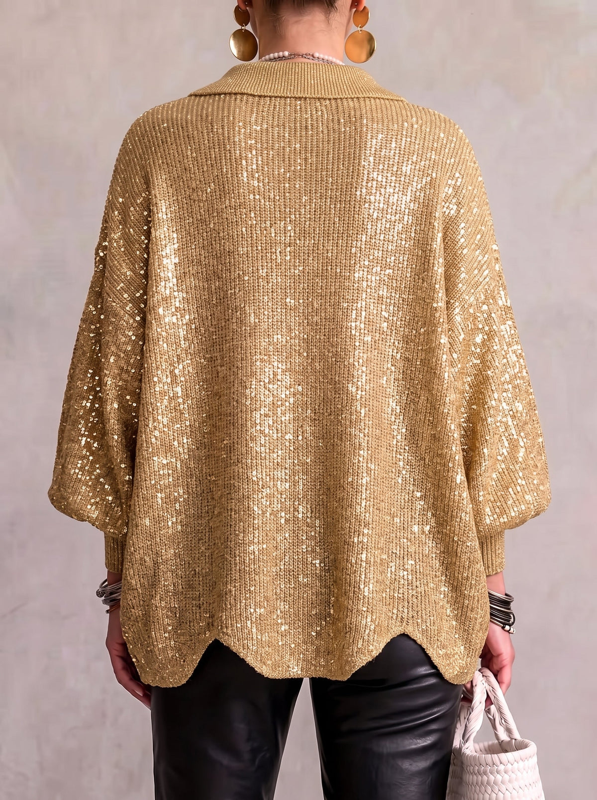 Karina | Cardigan oversize à col et boutons dorés