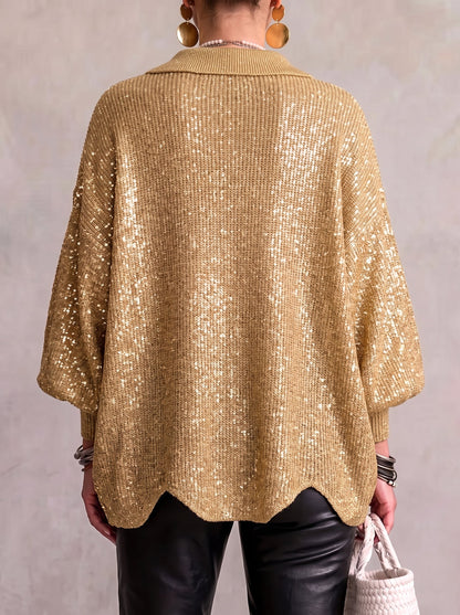 Karina | Cardigan oversize à col et boutons dorés