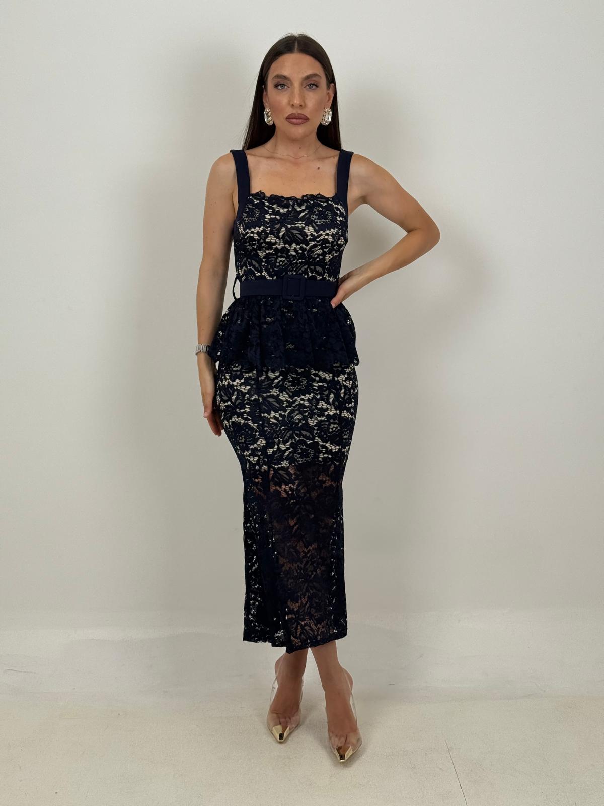 Alejandra | Robe en dentelle à volant et ceinture amovible