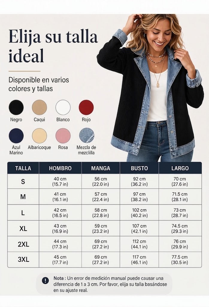 Élégant manteau en maille côtelée à empiècements en jean